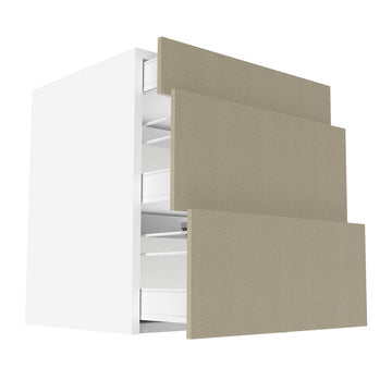 RTA - Fabric Grey - Three Drawer Base Cabinets | 27"W x 30"H x 23.8"D