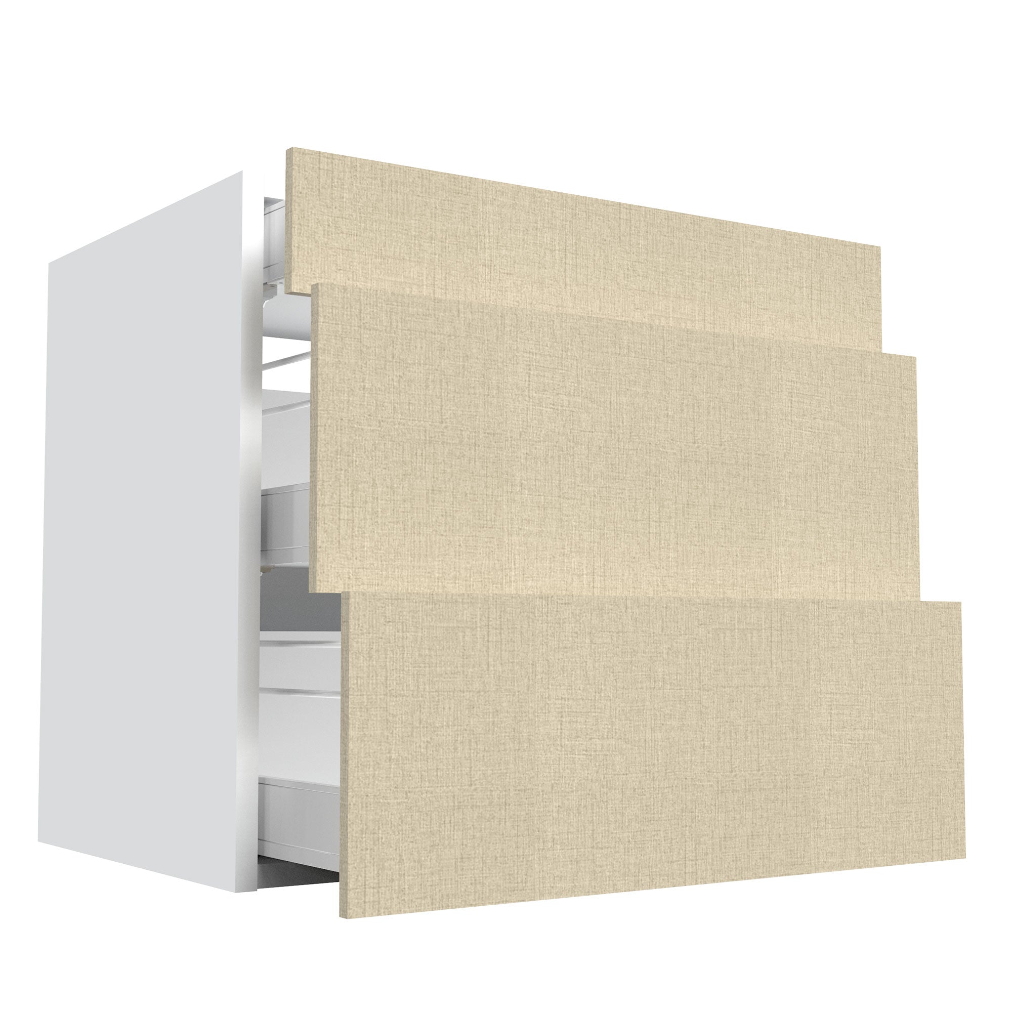 RTA - Fabric Grey - Three Drawer Base Cabinets | 33"W x 34.5"H x 24"D