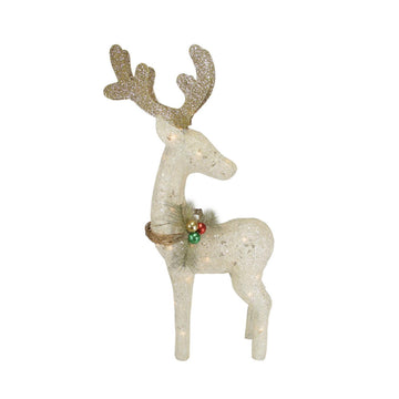 37" Lighted Sisal Standing Reindeer Christmas Outdoor Decoration