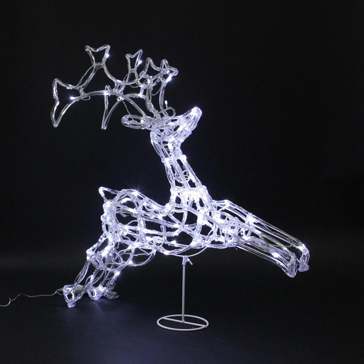 33" LED Lighted Running Buck Deer Spun Glass Christmas Outdoor Decoration - Polar White Lights