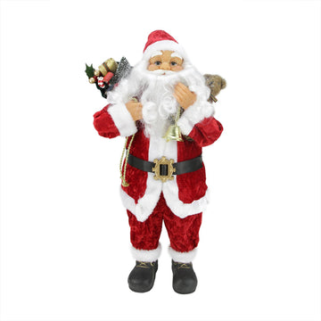 24" Traditional Red and White Standing Santa Claus Christmas Figure with Gift Sack