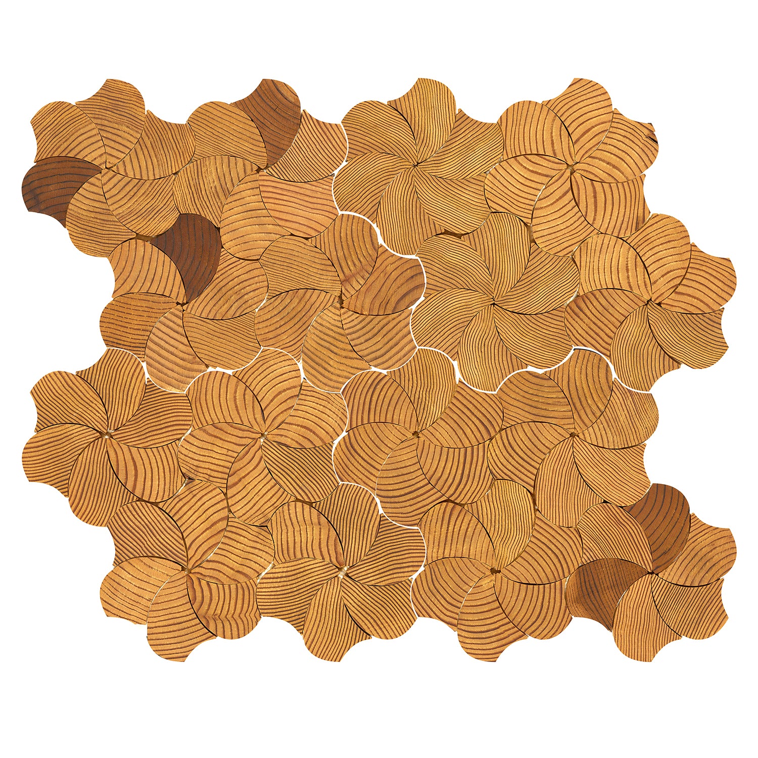 12" x 10" x 0.39 mm Geometrical Pinwheel Wood Mosaic Tile (8.82 sq.ft/ctn)