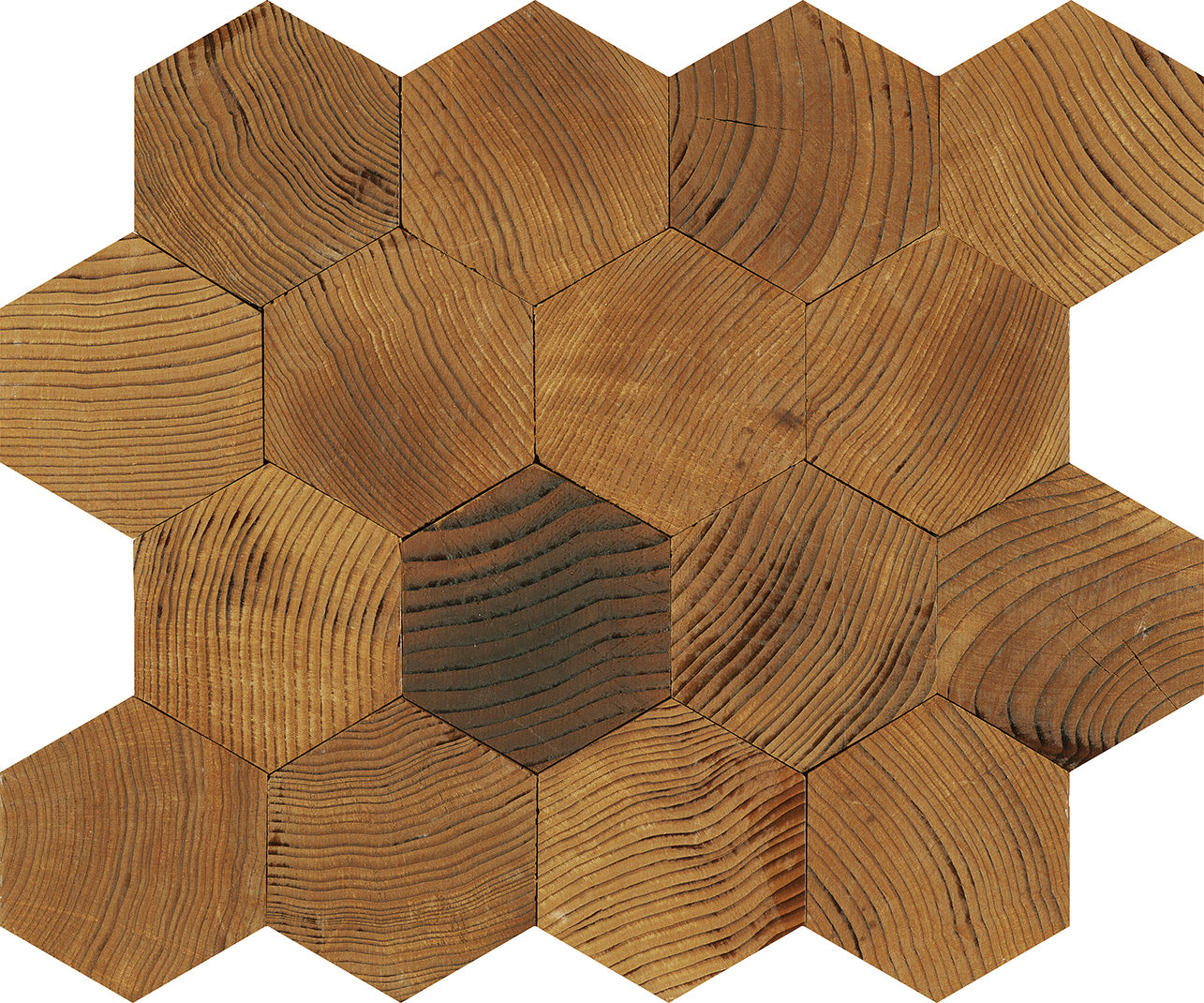 12" x 11" x 0.39 mm Geometrical Standard Hex Wood Mosaic Tile (9.26 sq.ft/ctn)