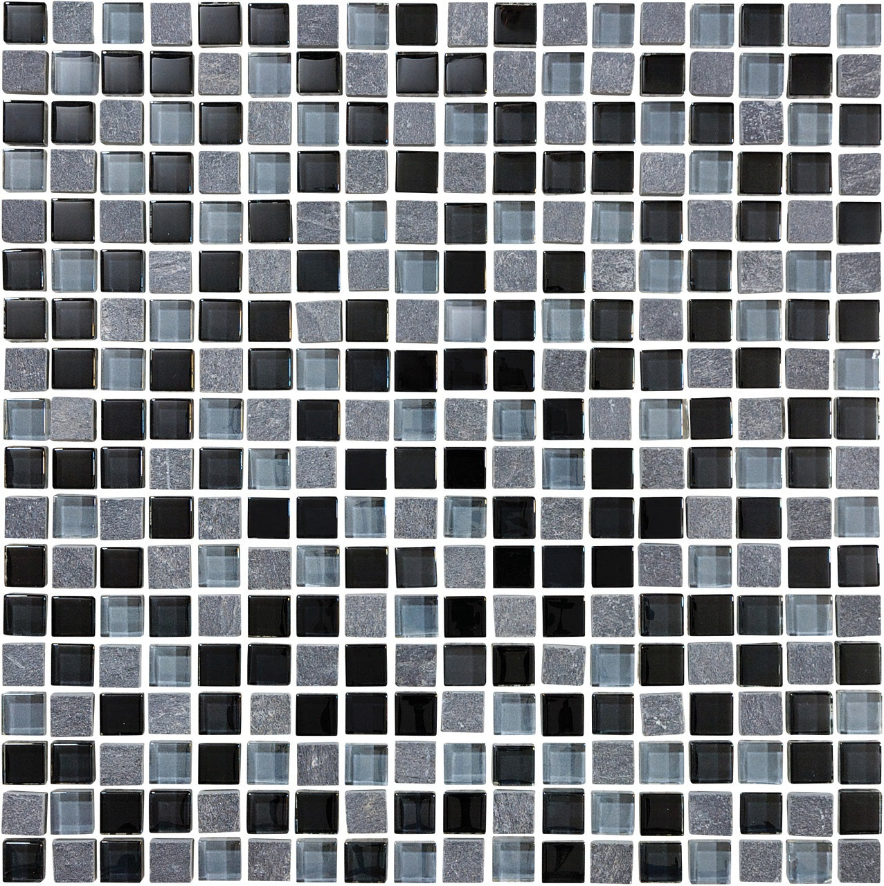 5/8 X 5/8 In Glass Slate Bliss Blend Black Timber Mosaic