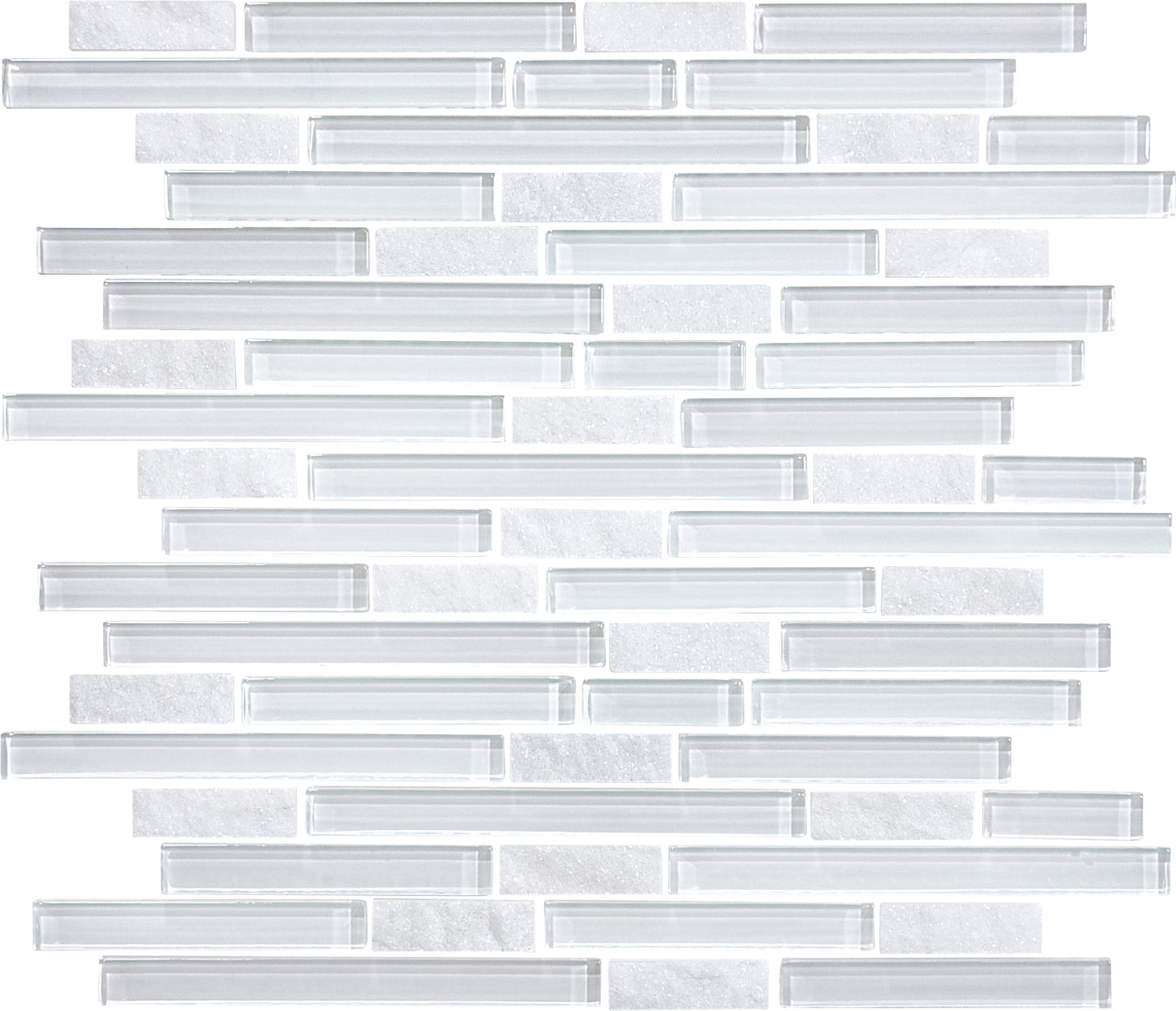 Norwegian Ice Random Strip Glass Quartz Blend Mosaic