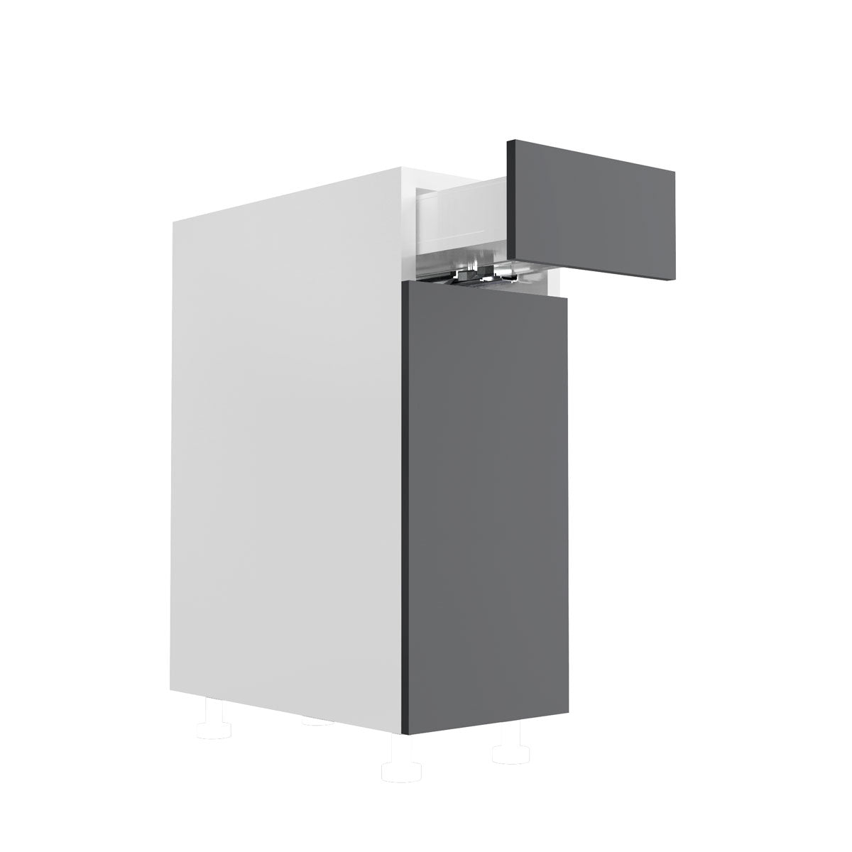 RTA - Glossy Grey - Single Door Base Cabinets | 12"W x 34.5"H x 24"D