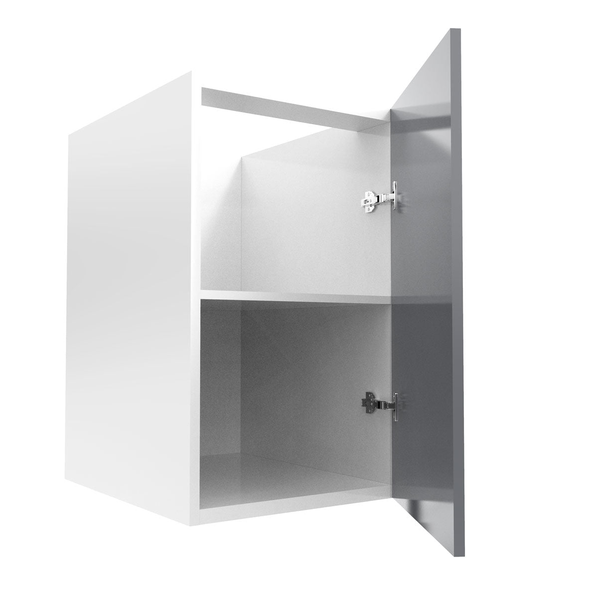RTA - Glossy Grey - Full Height Single Door Base Cabinets | 18"W x 30"H x 23.8"D