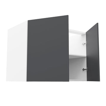 RTA - Glossy Grey - Vanity Base Full Double Door Cabinet | 24