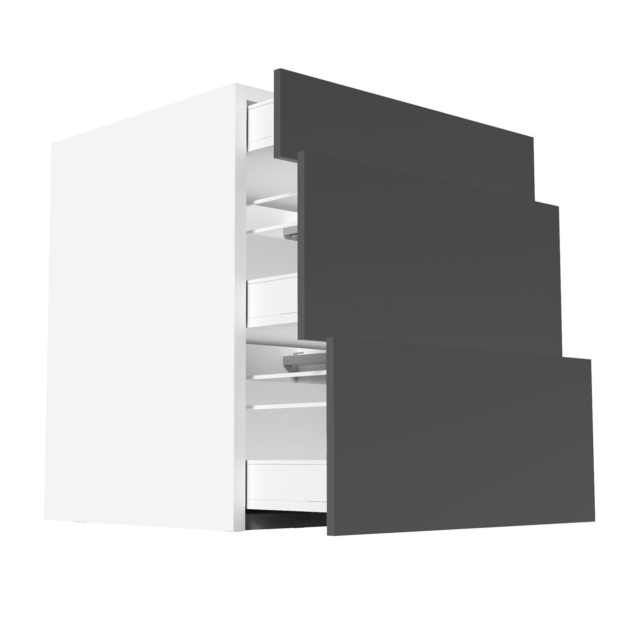 RTA - Glossy Grey - Three Drawer Base Cabinets | 27"W x 30"H x 23.8"D