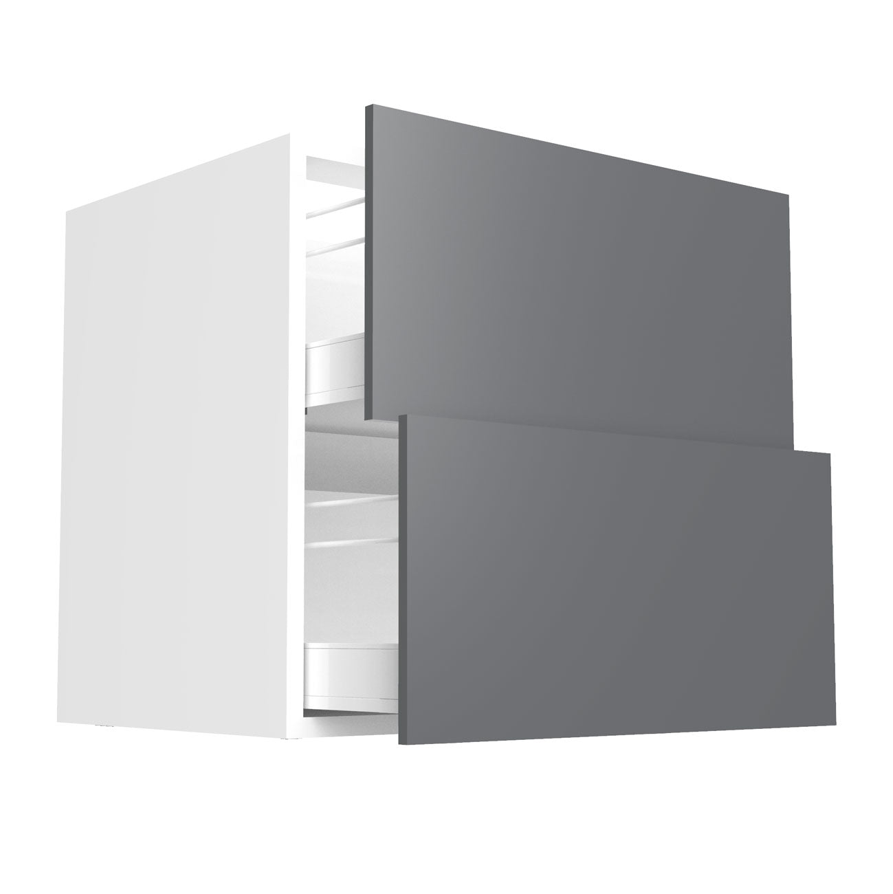 RTA - Glossy Grey - Two Drawer Base Cabinets | 30"W x 30"H x 23.8"D