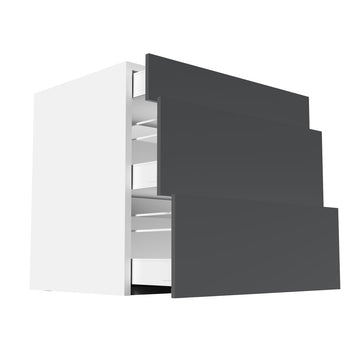 RTA - Glossy Grey - Three Drawer Base Cabinets | 33"W x 30"H x 23.8"D