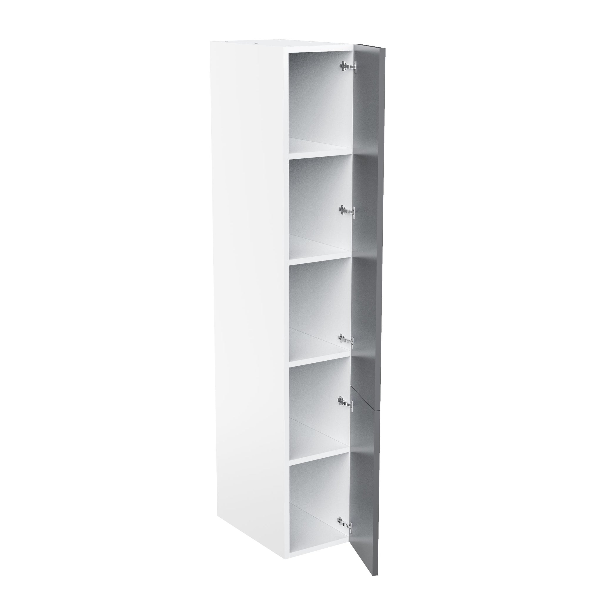 RTA - Glossy Grey - Single Door Tall Cabinets | 15"W x 90"H x 24"D