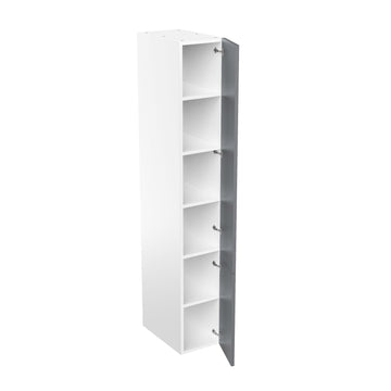 RTA - Glossy Grey - Single Door Tall Cabinets | 15"W x 96"H x 23.8"D
