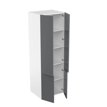 RTA - Glossy Grey - Double Door Tall Cabinets | 30"W x 90"H x 24"D