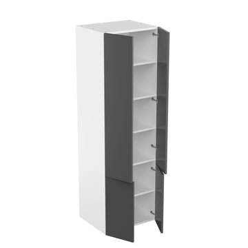 RTA - Glossy Grey - Double Door Tall Cabinets | 30"W x 96"H x 24"D
