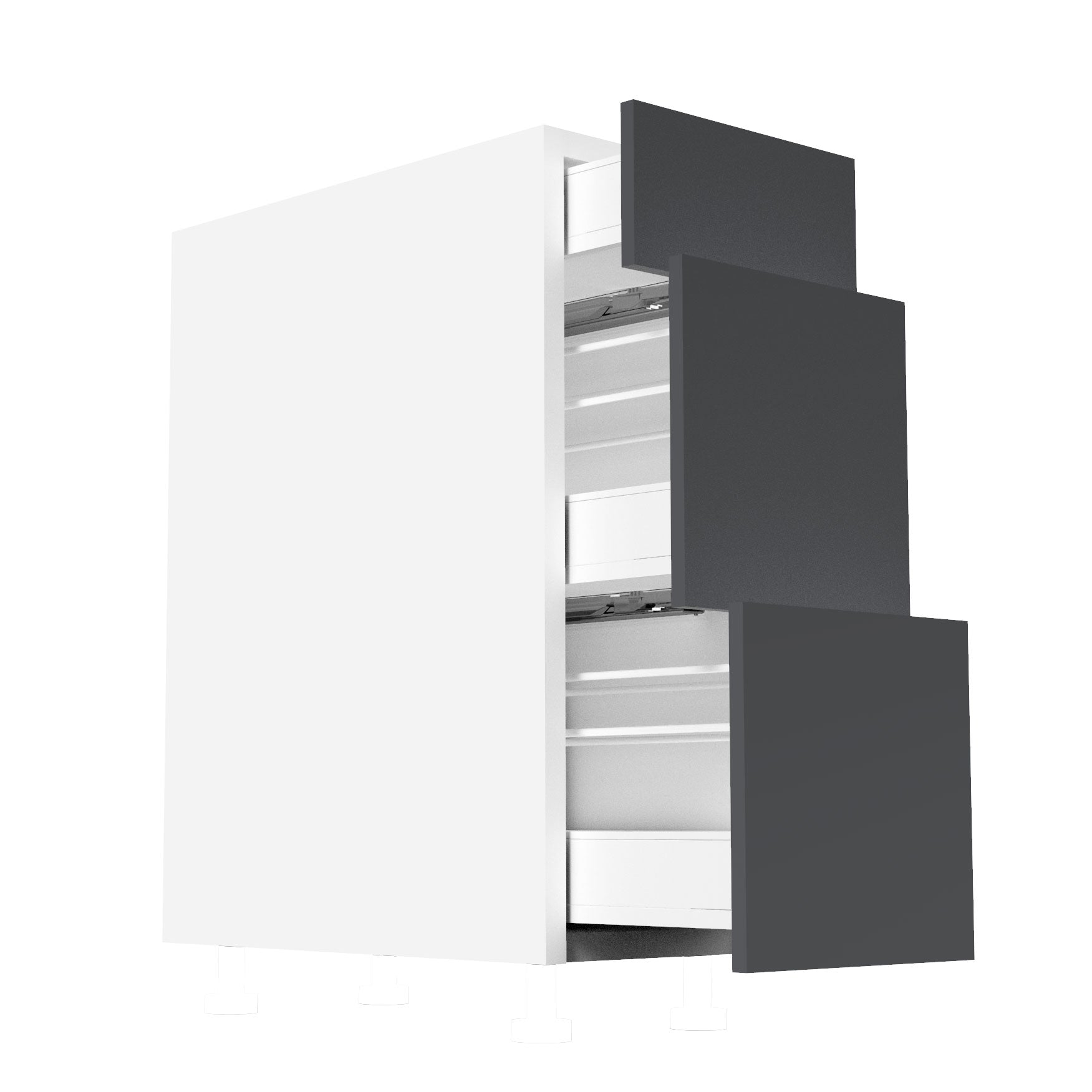 RTA - Glossy Grey - Three Drawer Vanity Cabinets | 12"W x 30"H x 21"D