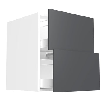 RTA - Glossy Grey - Two Drawer Base Cabinet | 24"W x 34.5"H x 24"D