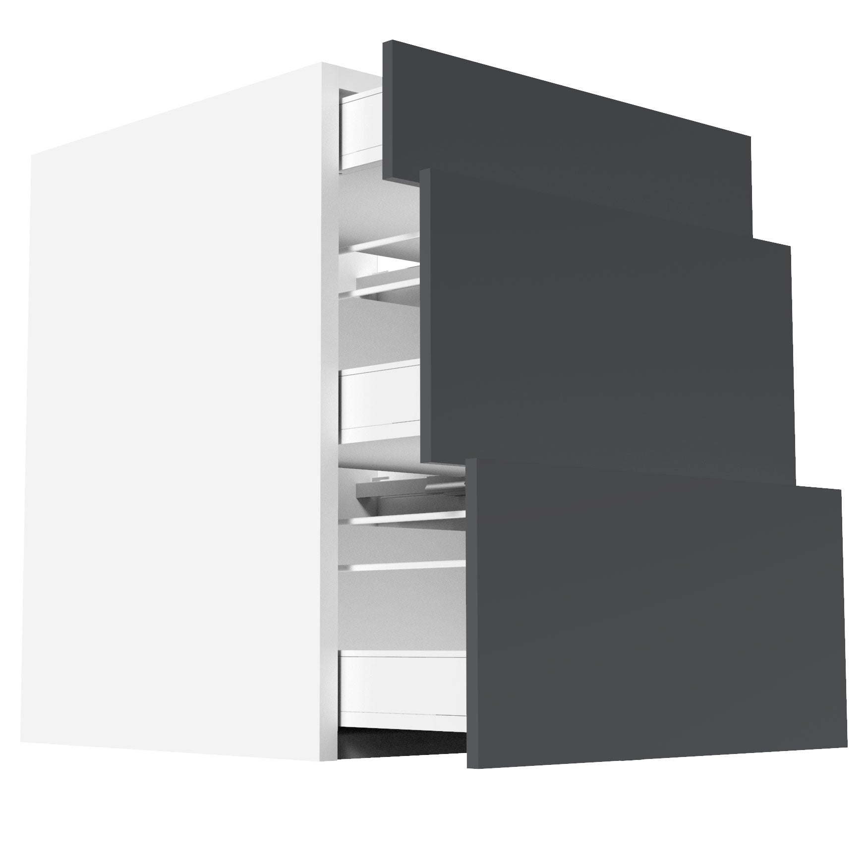 RTA - Glossy Grey - Three Drawer Vanity Cabinets | 24"W x 30"H x 21"D