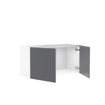 RTA - Glossy Grey - Double Door Wall Cabinets | 30"W x 15"H x 12"D