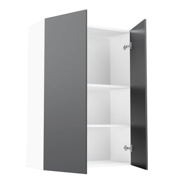 RTA - Glossy Grey - Double Door Wall Cabinets | 30"W x 42"H x 12"D