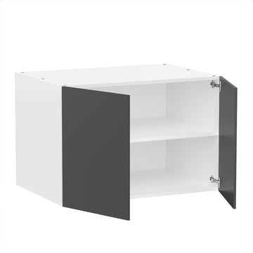 RTA - Glossy Grey - Double Door Refrigerator Wall Cabinets | 36