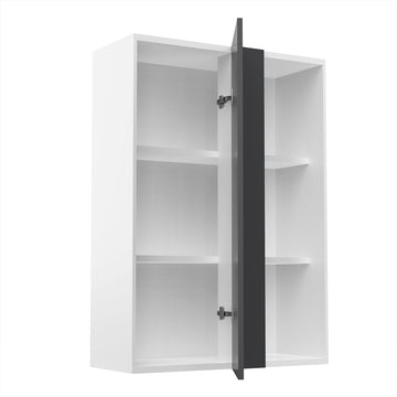 RTA - Glossy Grey - Single Door Wall Cabinets | 30"W x 42"H x 12"D