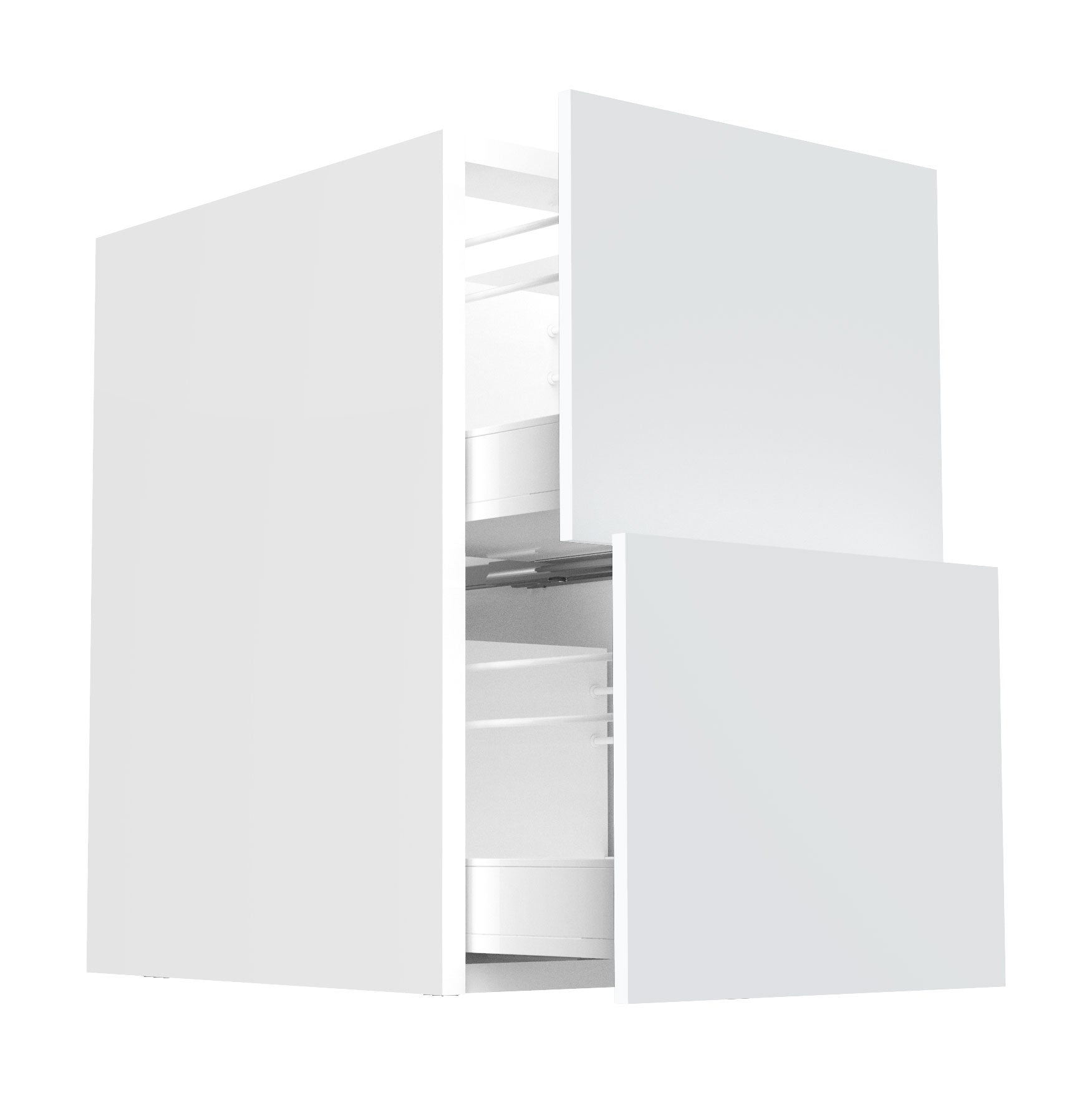 RTA - Glossy White - Two Drawer Base Cabinets | 18"W x 30"H x 23.8"D