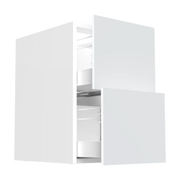 RTA - Glossy White - Two Drawer Base Cabinets | 18"W x 34.5"H x 24"D