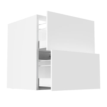 RTA - Glossy White - Two Drawer Base Cabinet | 24"W x 34.5"H x 24"D