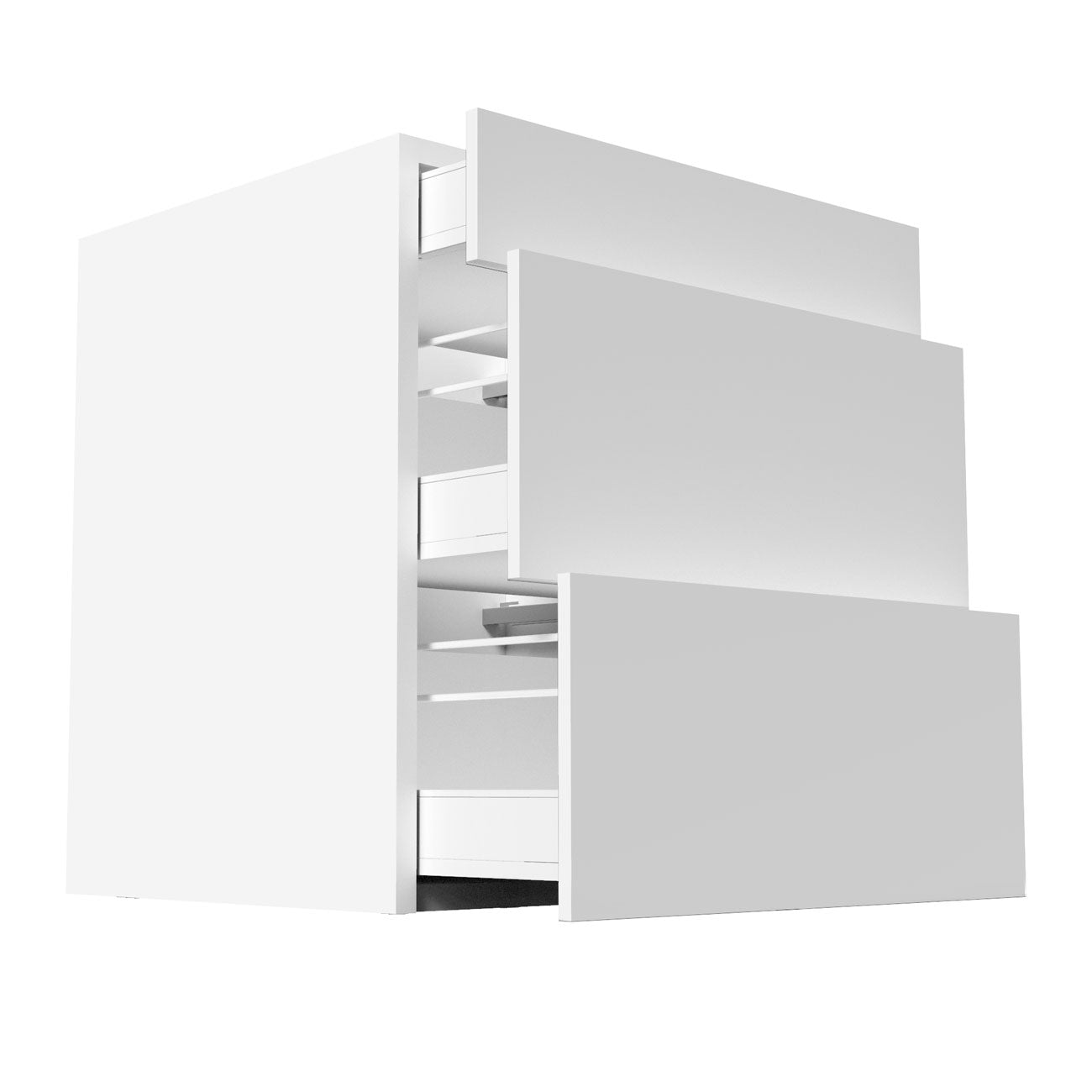 RTA - Glossy White - Three Drawer Base Cabinets | 27"W x 30"H x 23.8"D