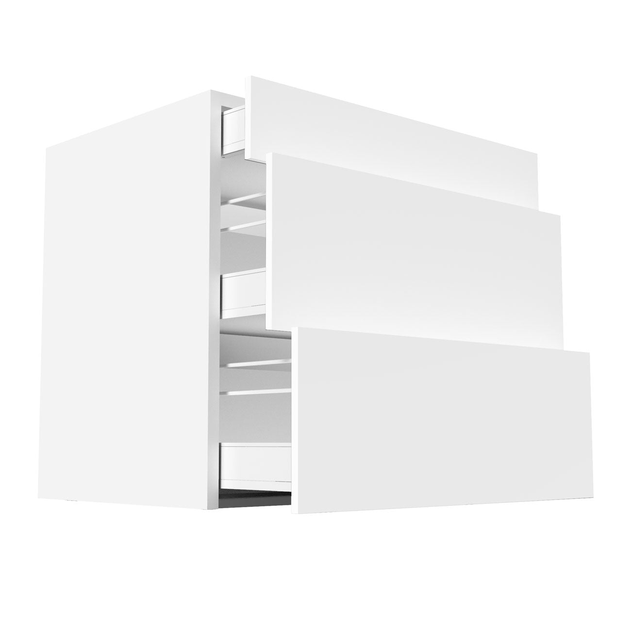 RTA - Glossy White - Three Drawer Base Cabinets | 33"W x 30"H x 23.8"D