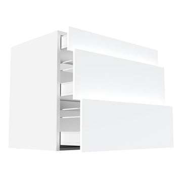 RTA - Glossy White - Three Drawer Base Cabinets | 36"W x 30"H x 23.8"D