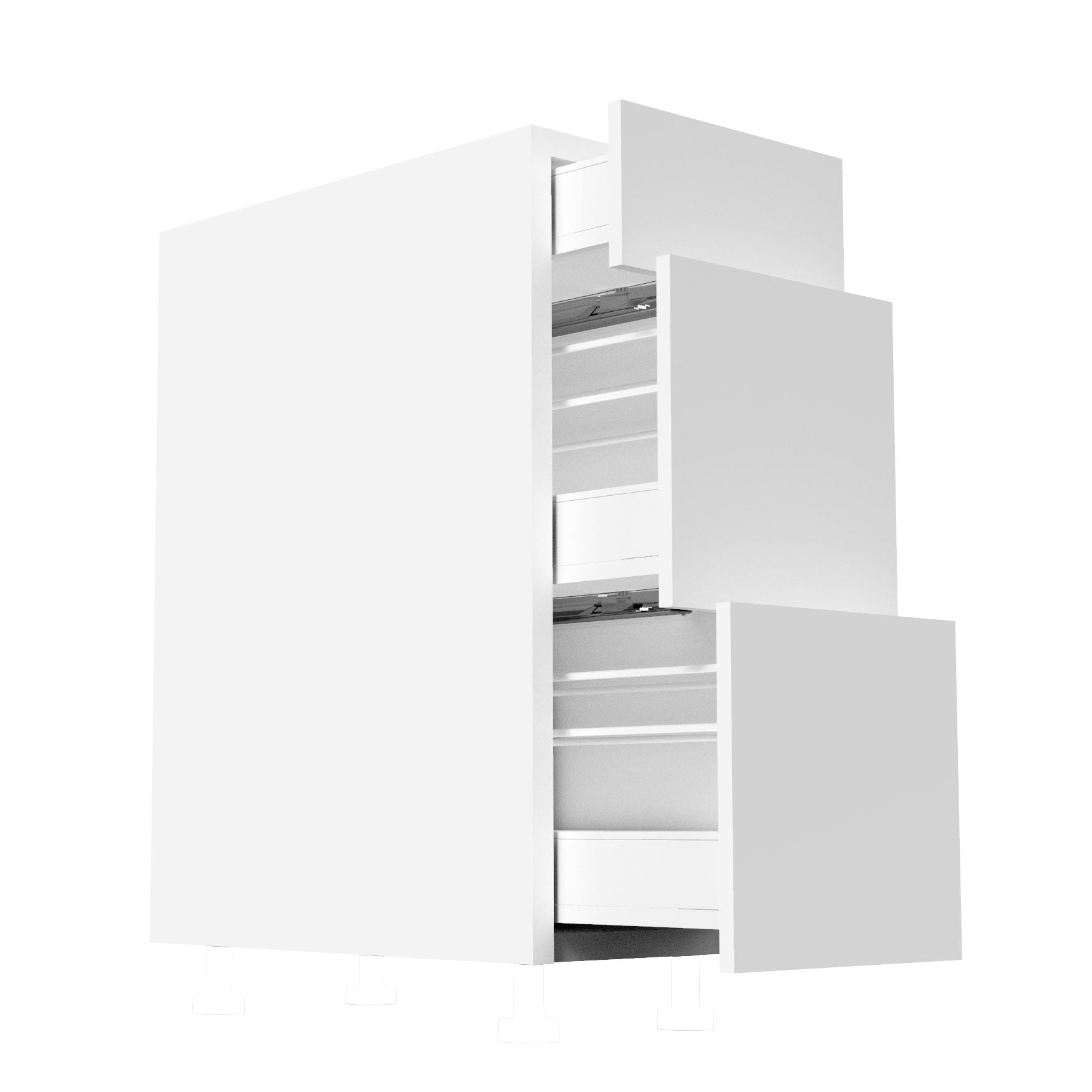 RTA - Glossy White - Three Drawer Vanity Cabinets | 12"W x 34.5"H x 21"D