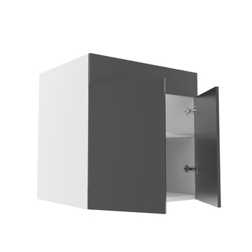 RTA - Glossy Grey - Sink Vanity Double Door Cabinet | 24"W x 34.5"H x 21"D