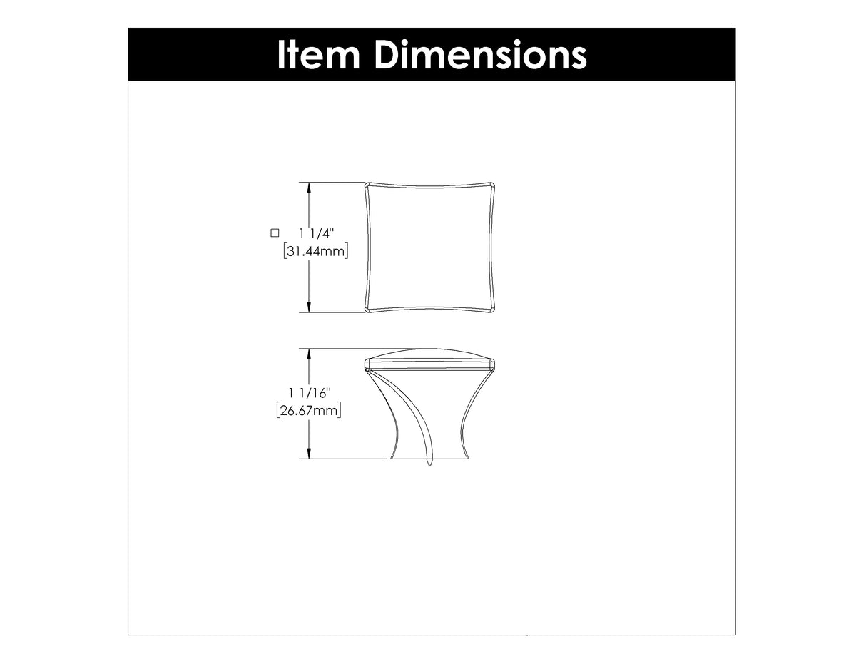 Knob 1-1/4 Inch Square - Twist Collection