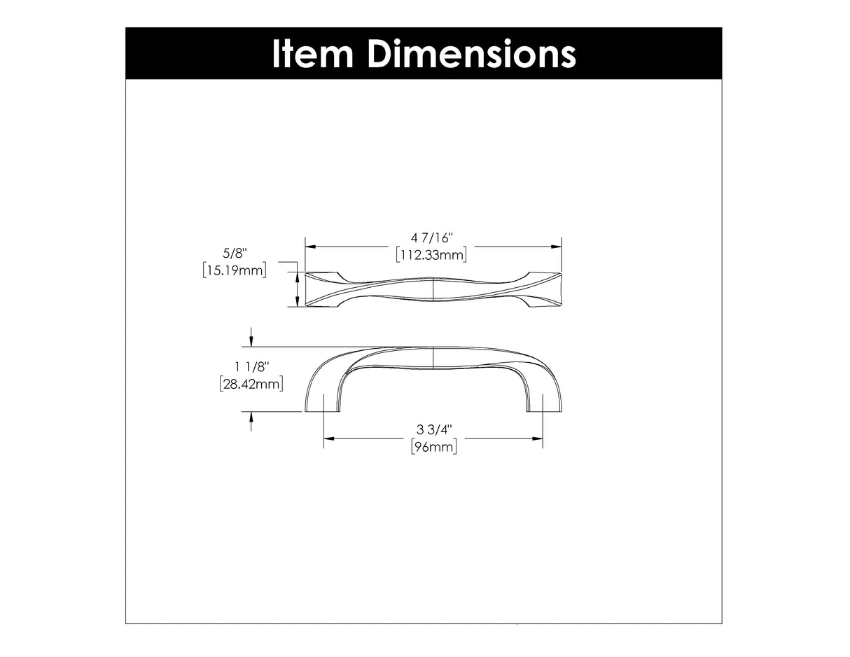 Pull 3-3/4 Inch (96mm) Center to Center - Hickory Hardware