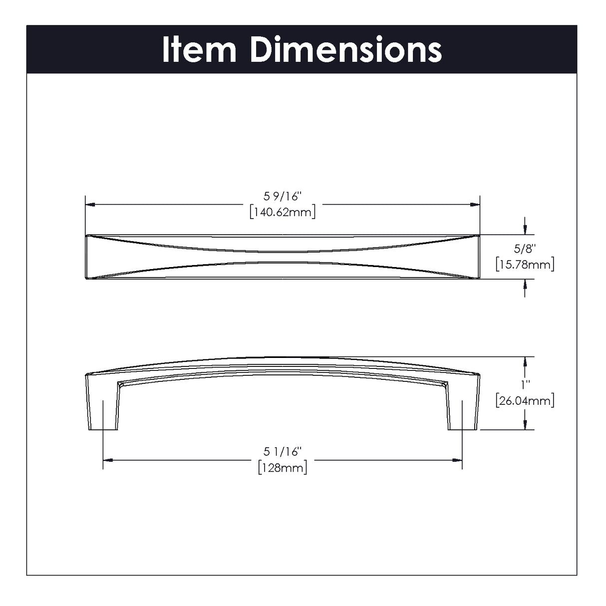 Cabinet Pull 5-1/16 Inch (128mm) Center to Center - Hickory Hardware