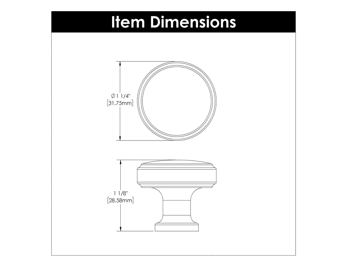 Knob 1-1/4 Inch Diameter - Piper Collection