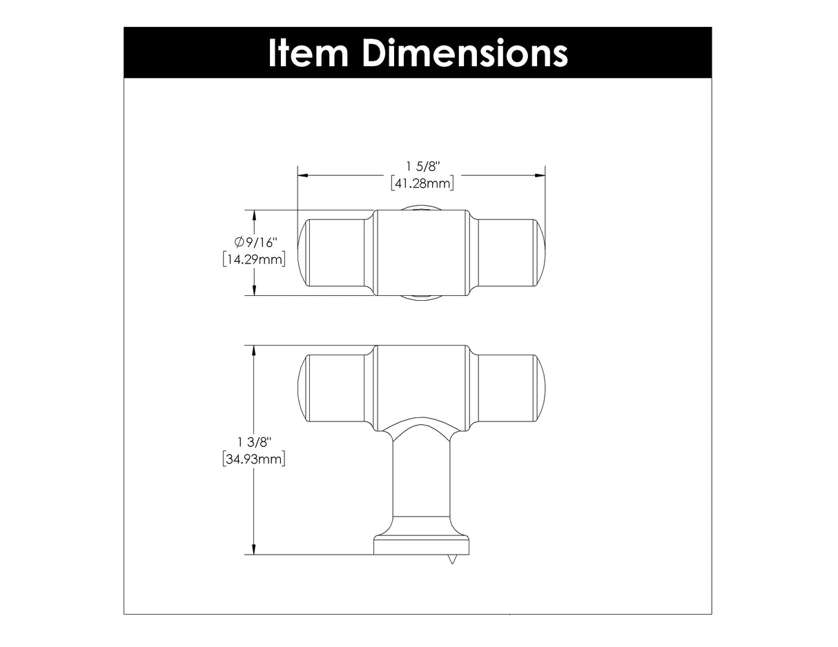 T Knob 1-5/8 Inch X 5/8 Inch - Hickory Hardware