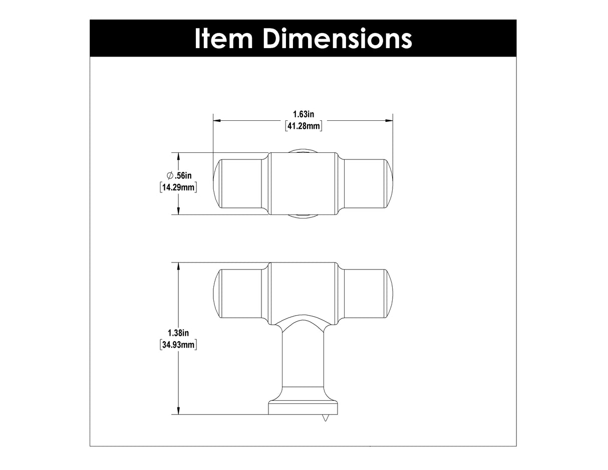 T Knob 1-5/8 Inch X 5/8 Inch - Hickory Hardware