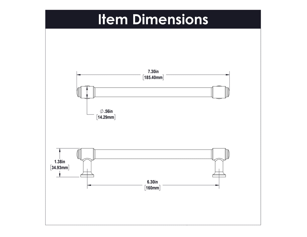 Cabinet Pull 6-5/16 Inch (160mm) Center to Center - Hickory Hardware