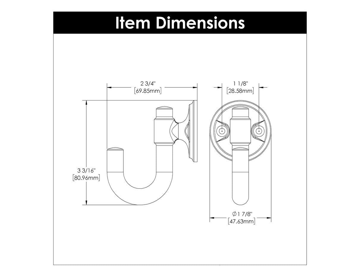 Hook 1-1/8 Inch Center to Center - Hickory Hardware