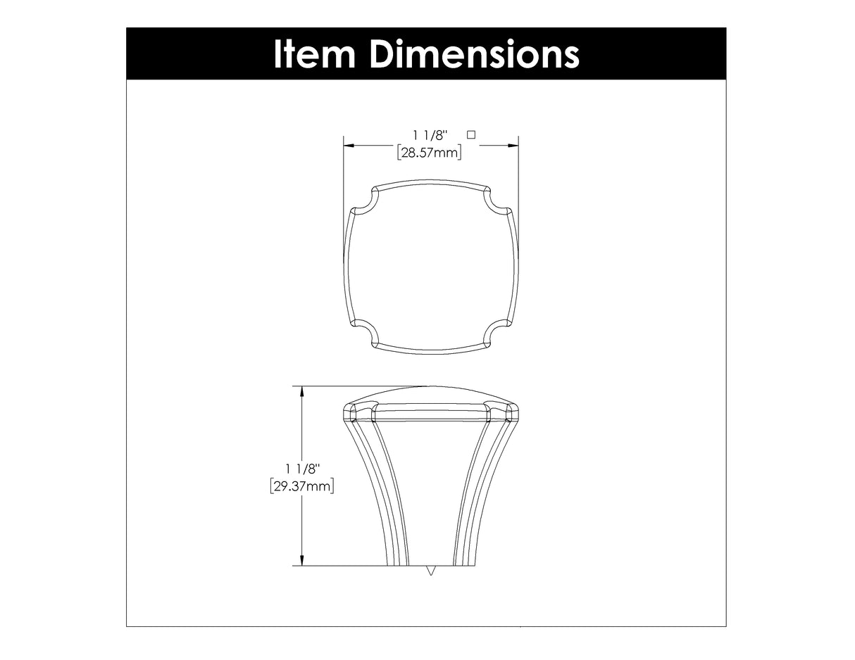 Knob 1-1/8 Inch Square - Veranda Collection