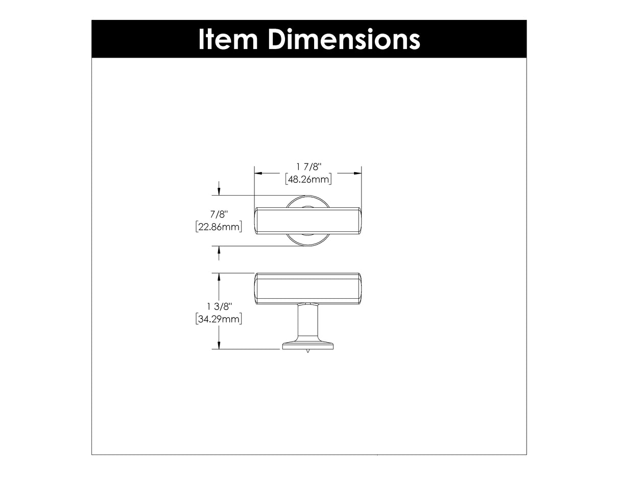 T Bar Knob 1-15/16 Inch X 15/16 Inch - Hickory Hardware