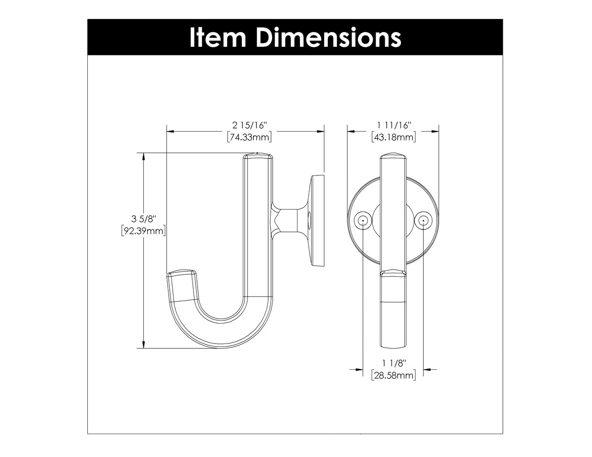 Wall Hook 1-1/8 Inch Center to Center - Hickory Hardware