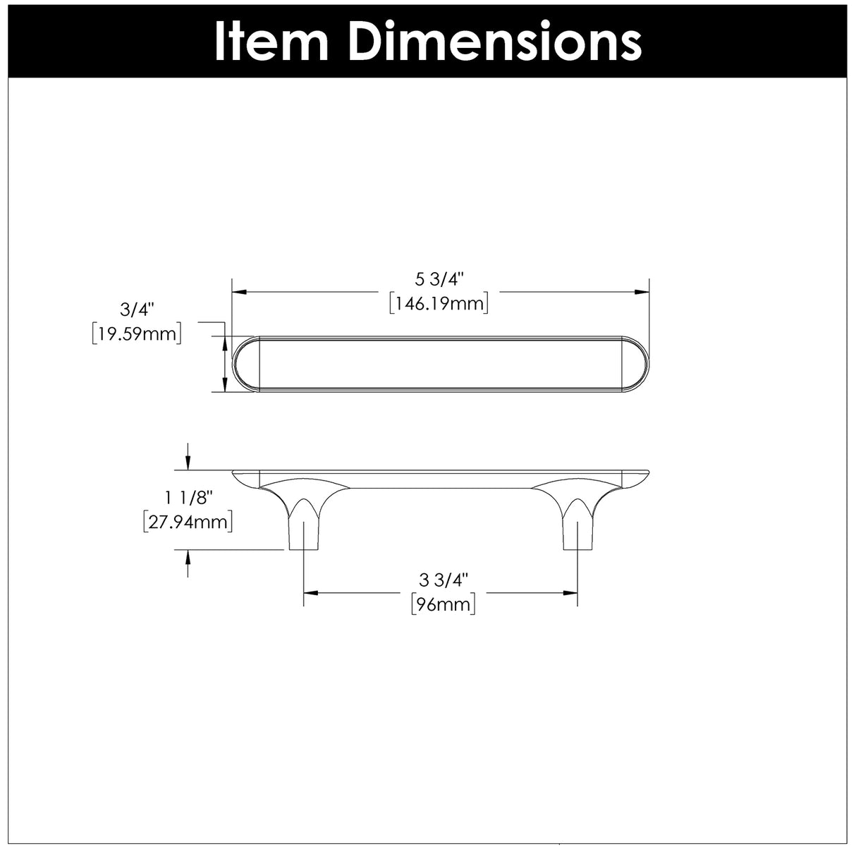 Kitchen Cabinet Handles 3-3/4 Inch (96mm) Center to Center - Hickory Hardware