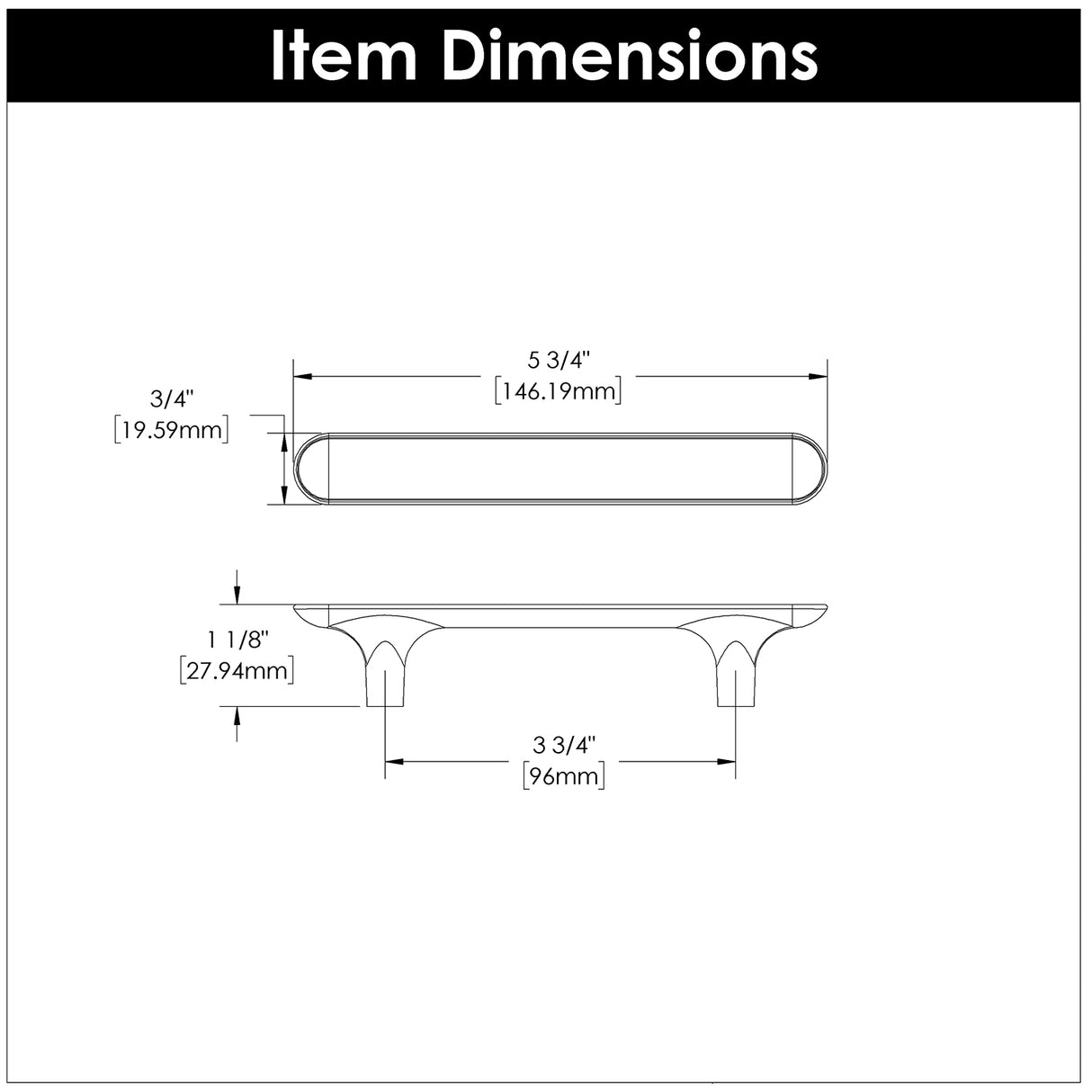 Kitchen Cabinet Handles 3-3/4 Inch (96mm) Center to Center - Hickory Hardware