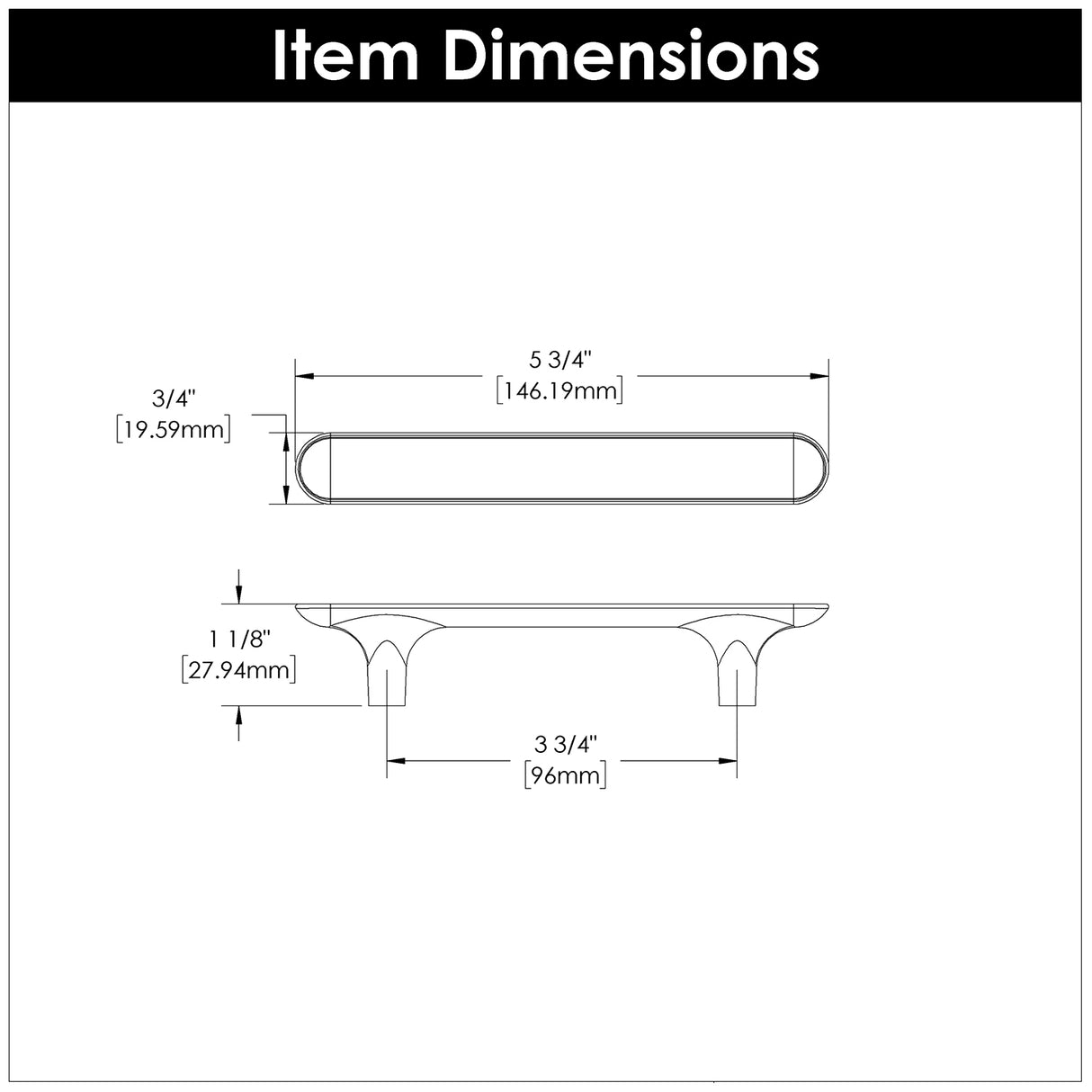 Kitchen Cabinet Handles 3-3/4 Inch (96mm) Center to Center - Hickory Hardware