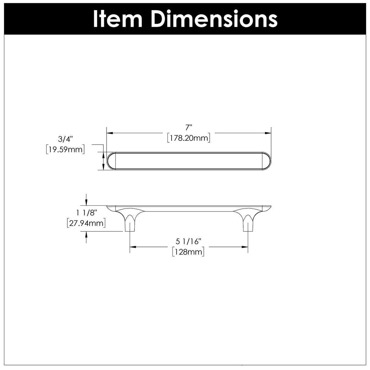 Kitchen Cabinet Handles 5-1/16 Inch (128mm) Center to Center - Hickory Hardware