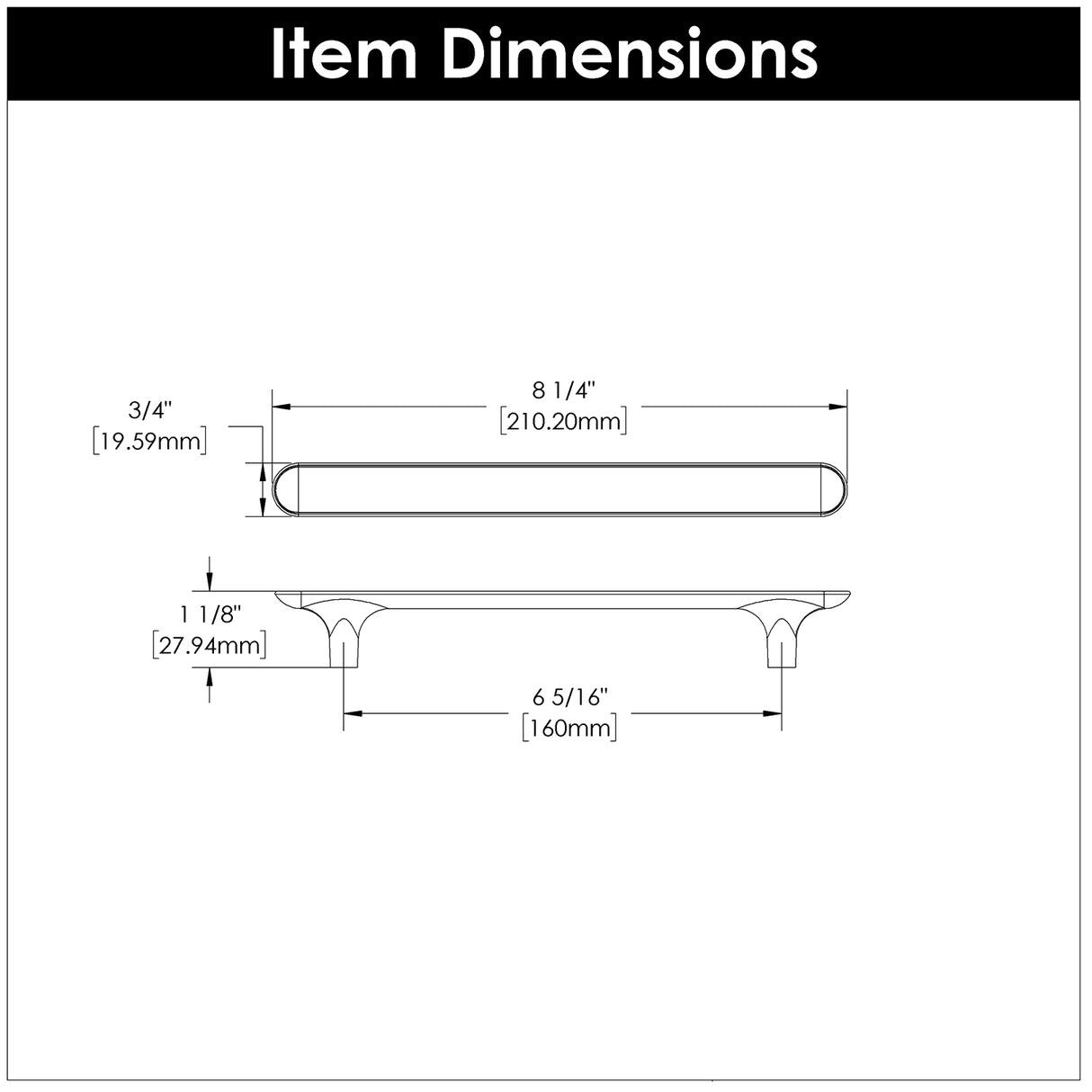 kitchen cabinet handles 6-5/16 Inch (160mm) Center to Center - Hickory Hardware